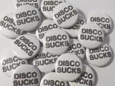 DISCO SUCKS - 1" Pin Back Button Badge (Set of 3) Rock Punk Metal Retro 1970s