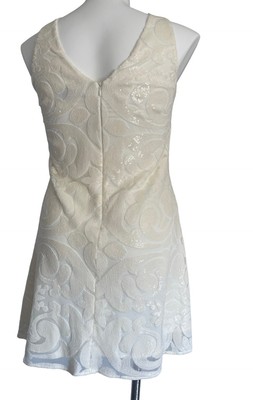 badgley mischka white sequin dress Badgley Mischka Collection Gown Ivory White Dress Sequins Size 6 Small NEW