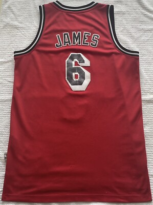 Adidas Hardwood Classics Lebron James Miami Heat Red Jersey Size