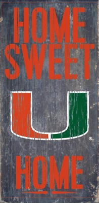 Miami Hurricanes Home Sweet Home Wood Sign - NEW 6'' x 12'' Wall Decoration Gift