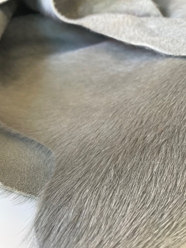 EDELMAN LEATHER Cavallini  European Hair- On Cowhide Bankers Grey half hide new - Picture 3 of 7