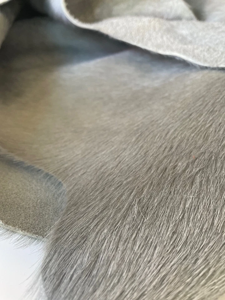 CUERO NOBLE Cavallini Europeo Pelo-En Piel de Vaca Banqueros Gris Media Piel Nuevo Foto 3 de 4