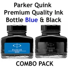 Parker Quink Fountain Pen Ink Bottle 30ml | Black & Blue Ink (Select Pack) USA