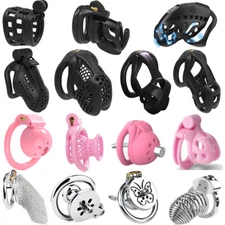 New Male Fully Restraint Chastity Device Cage Adjustable Cuff Ring Lock Belt USA