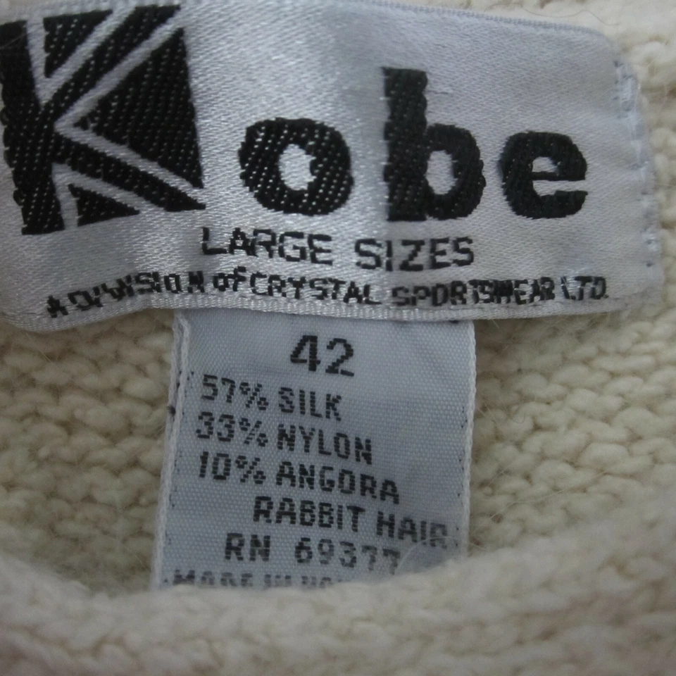 Suéter Pullover De Colección Cristal Kobe Para Mujer M 42 Marfil LS Angora Seda Cruda Cable  Foto 3 de 4