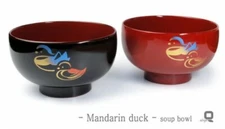 Pair Owan Japanese soup bowl Echizen Lacquerware Handcraft Mandarin duck