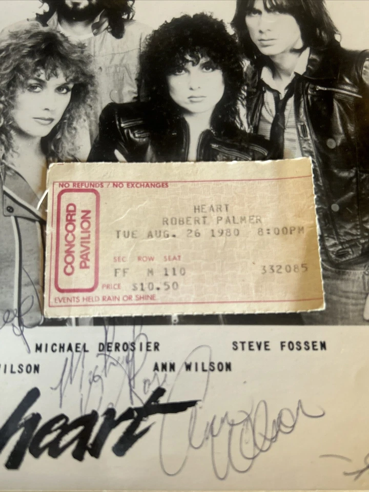 Raro auténtico vintage corazón paquete 8x10 autografiado, boleto, programa de gira 1980 Foto 2 de 4
