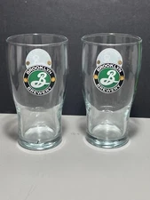 BROOKLYN BREWERY PINT GLASS TULIP STYLE LOGO 16 Oz SET OF 2