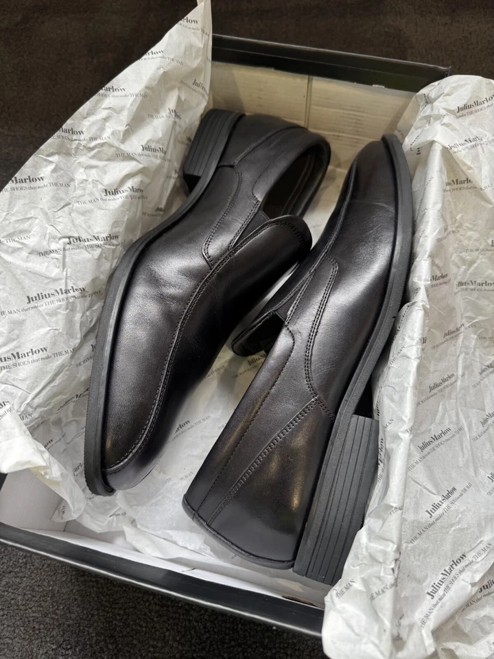 JULIUS MARLOW ENMASCARADO NEGRO SIN CORDONES VESTIDO FORMAL ZAPATO DE TRABAJO - TALLA 10 PARA HOMBRE - NUEVO EN CAJA Foto 2 de 4