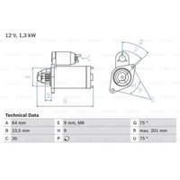 Bosch Anlasser Starter 1.3Kw FüR Fiat Panda Van Alfa Romeo Mito 0 986 024 200