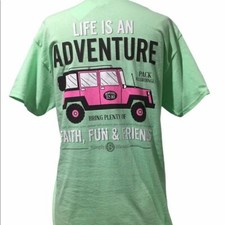 Simply Blessed Women's T-Shirt Green Pink Jeep Romans 12:10