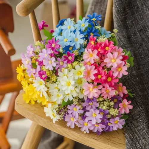 28 Falus Fausses flores De Daisy ramo ramo ramo boda de seda ψ - Imagen 2 de 31