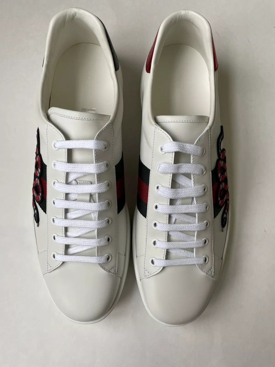 GUCCI Mens Ace Leather Sneakers White 456230 King Snake Size GUCCI Mens Ace Leather Sneakers White 456230 King Snake Size