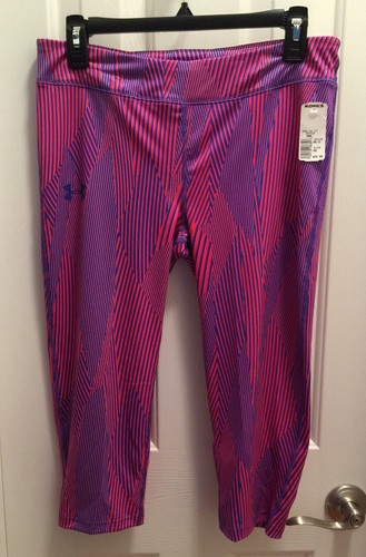 Under Armor Purple Geometric Athletic Capri Tights Girls Youth Size XL Heat Gear - Picture 14 of 14