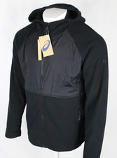 Asics Men's Jacket Knit Full Zip Hoodie Fleece Black Regular Fit