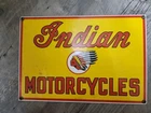 VINTAGE INDIAN MOTORCYCLES PORCELAIN SIGN DEALER SALES & SERVICE GAS STATION