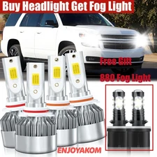 For Chevrolet Tahoe 2000-2006 LED Headlights Hi+Lo Beam+Fog Light Bulb Kit White