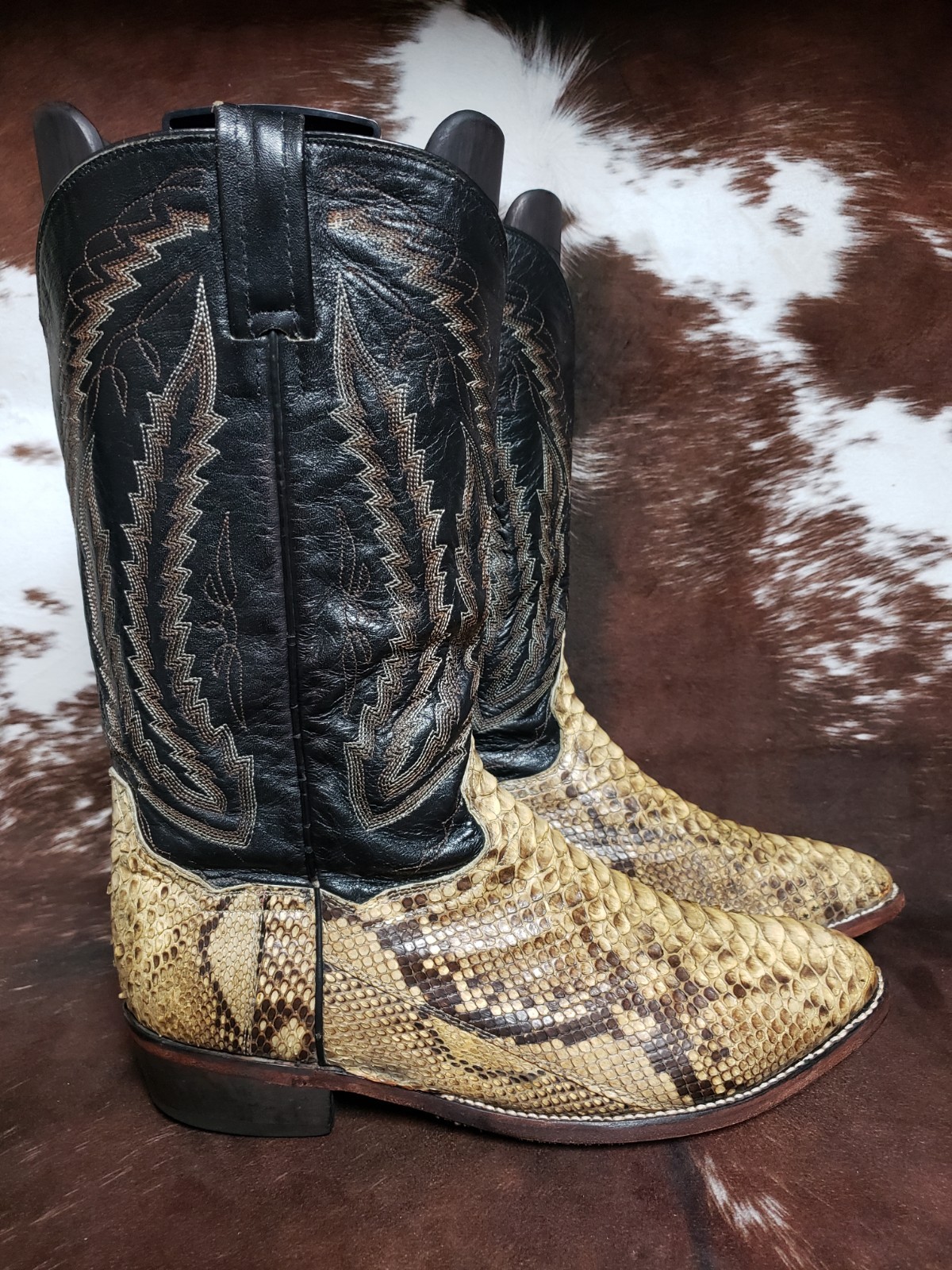 Dan Post Vintage Natural Python Snake Western Cow… - image 2