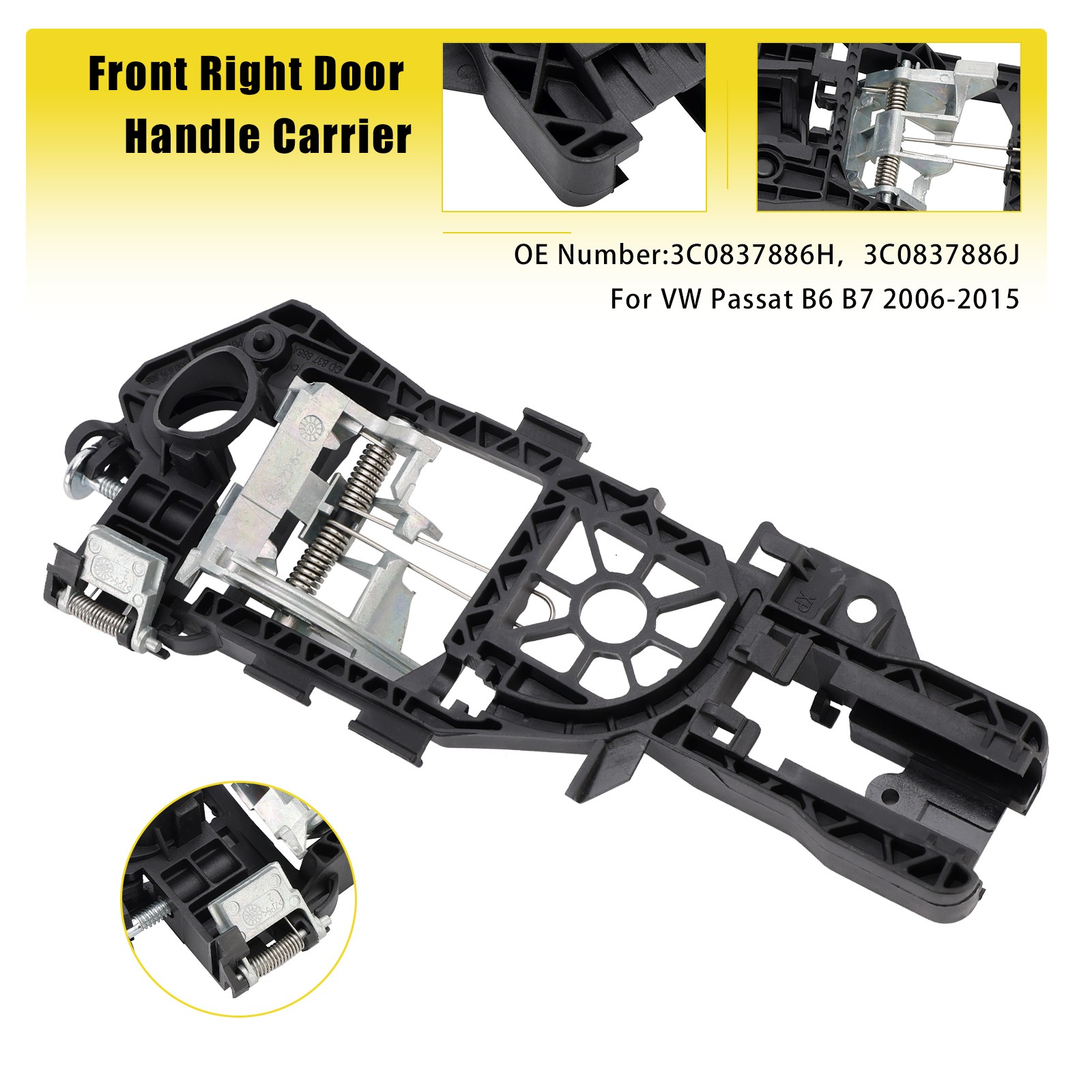Door Handle Carrier Front Right 3C0837886H For VW Passat B6 B7 2006-2015