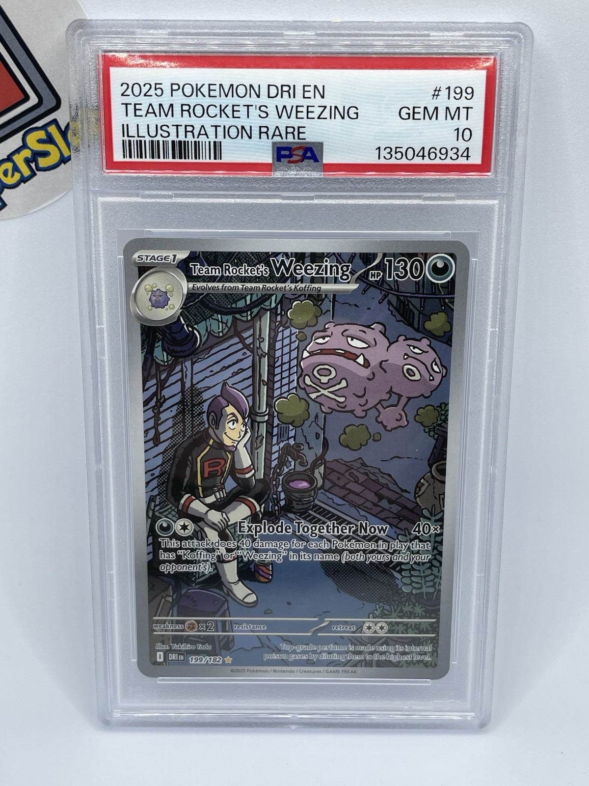 Pokémon Team Rocket's Weezing 199/182 Sv10 Destined Rivals IR Holo PSA 10