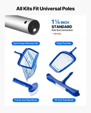 Swimming Pool Cleaning Kit, Includes 2 Detachable Brush Heads (20 Inch / 5.5 In