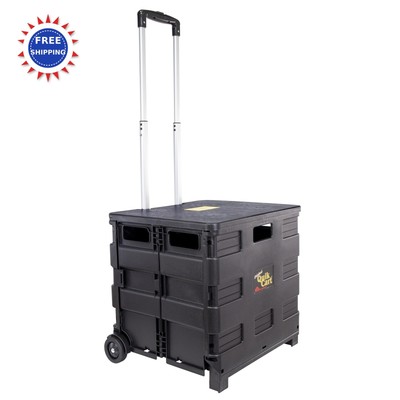 Quik Cart Collapsible Rolling Crate on Wheels 80 lb Capacity Heavy Duty Plastic