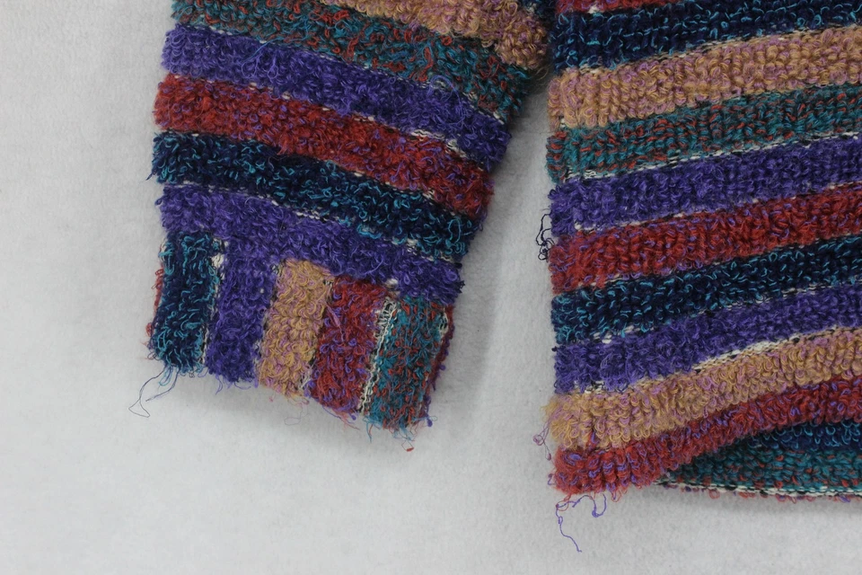 Винтажный коренастый женский кардиган Missoni размер 18/20 разноцветный мохеровый в полоску - Изображение 3 из 4