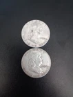 1954 Benjamin Franklin 90% Silver Half Dollar Coin Lot Of 2