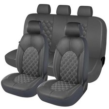 Luxury PU Leather Car Seat Covers-Waterproof Seat Protectors Full Set Gray