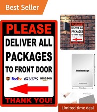 Weather-Resistant 12x8in Aluminum Delivery Sign - Clear Directions for Packages