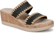 BZees Women's Resort Wedge Black Raffia Sandals NW/OB 9.5M