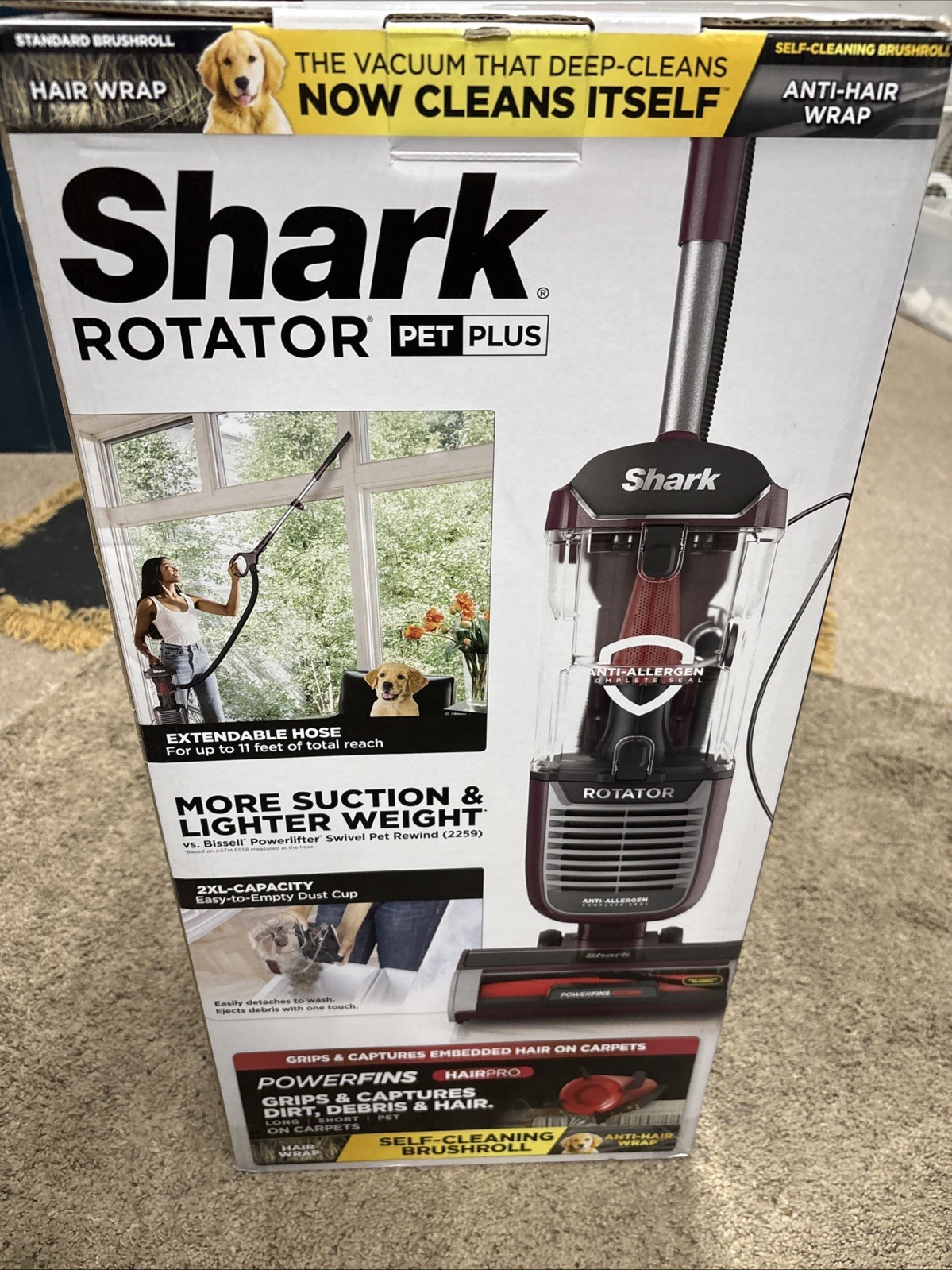 Shark Rotator Pet Plus ZU75 Vacuum Brand New Power Fins Self Cleaning Brushroll