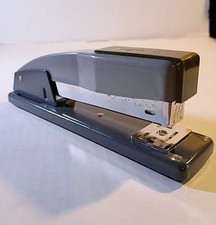 vintage Swingline 444 stapler 2 tone gray with olive name plate tested working