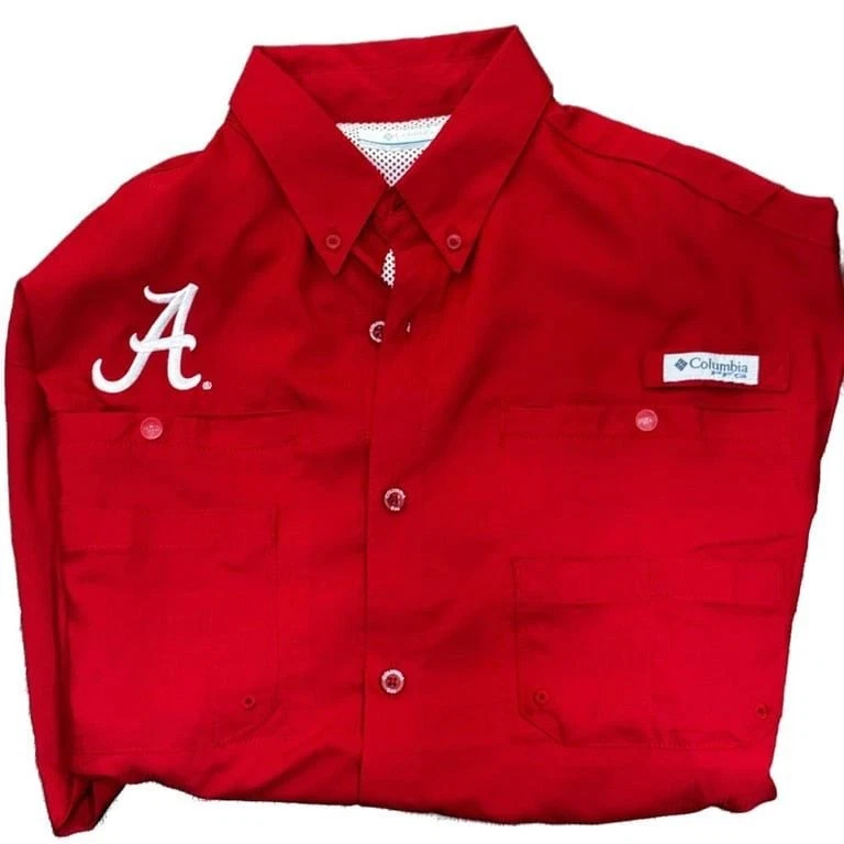 Columbia PFG Alabama Crimson Tide Bonehead Fishing Shirt