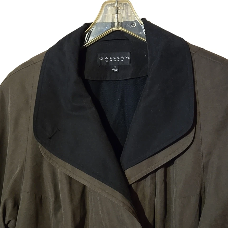 NWT Gallery 1X Women's Premium Gray/Black Microsuede Coat - Image 4 of 4