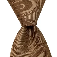 DANIEL CREMIEUX Men's 100% Silk XL Necktie USA Designer PAISLEY Tan/Brown EUC