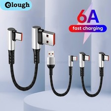 6A 90 Degree USB-C Short Fast Charging Cable Right Angle Charger Cord