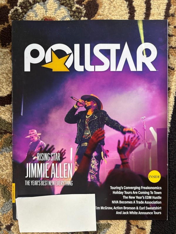 JIMMIE ALLEN Pollstar Magazine music band RARE industry address label