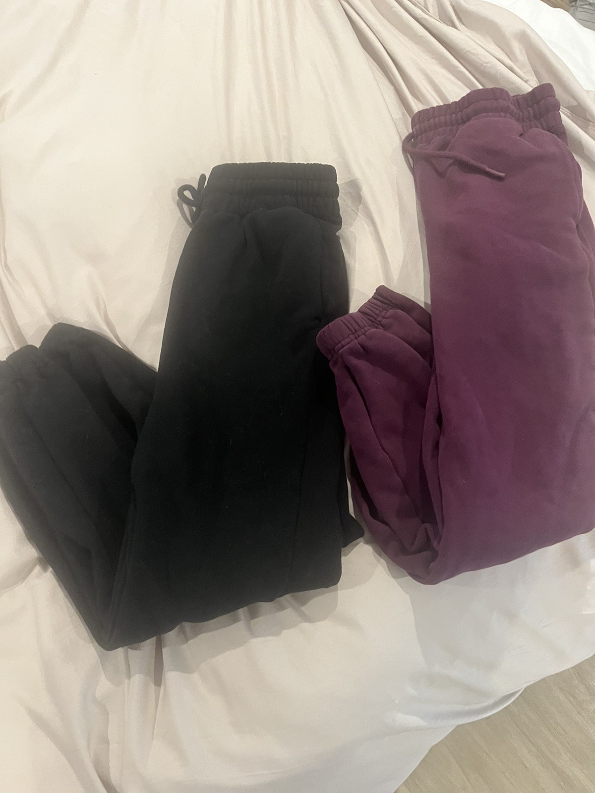 Quince lot  2 Black & plum Heavyweight Organic Cotton Fleece Jogger Sweatpants m