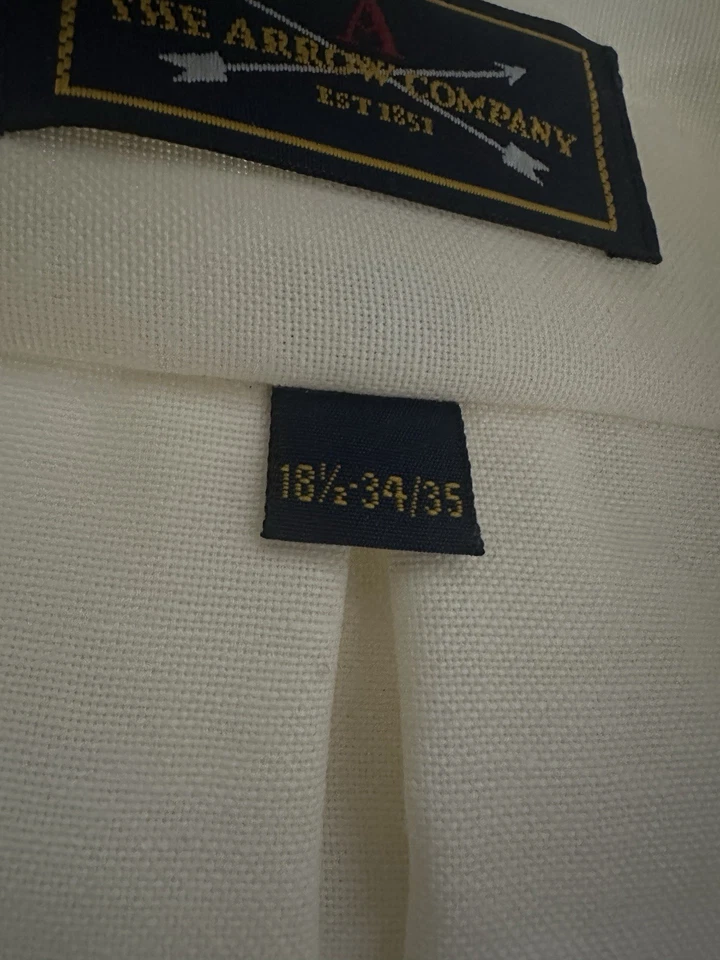 The arrow company Camisa Hombre Crema Sin Arrugas 18 1/2 34/35 Nueva Con Etiqueta Foto 3 de 4