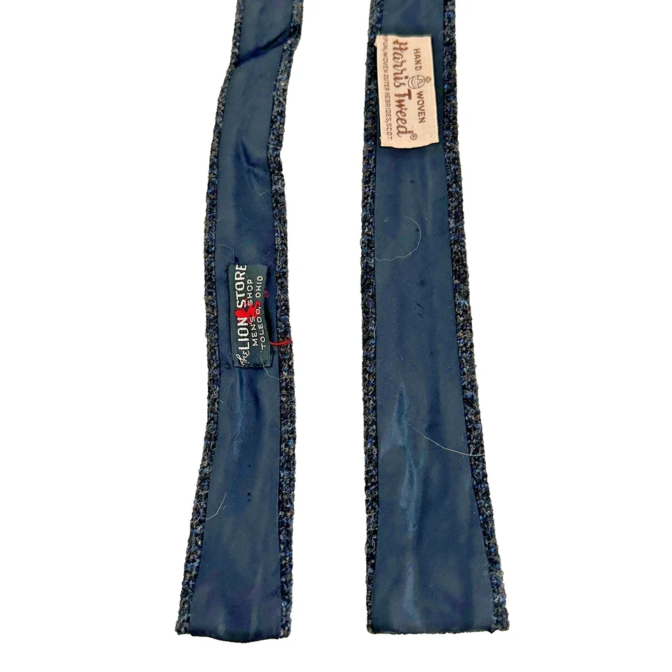 Винтажный шерстяной галстук Harris ручной работы черный серый в елочку Шотландия - Изображение 3 из 3