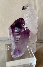 Quartz  Crystal Falcon on on Amethyst  5 1/2"  -Peter Muller