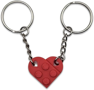 Heart Shaped Brick Keychain 2 Piece Building Block Set