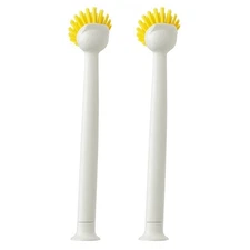 2-Pack Long Handle Dish Brush w/ Scraper & Suction Base – Kitchen Scrub Brush