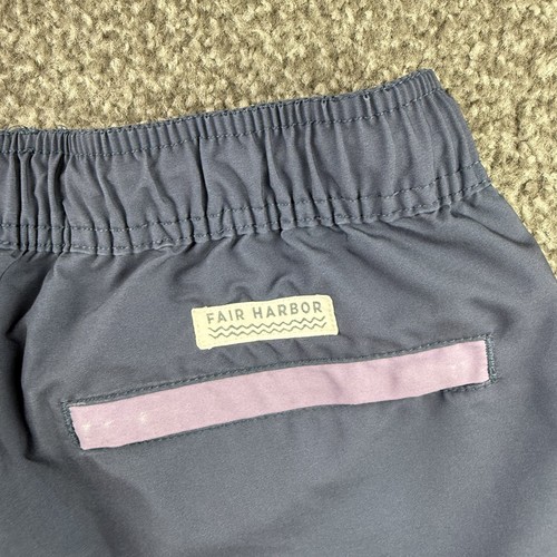Fair Harbor Shorts Mens Medium Blue Purple Swim Liner Boardshorts Stretch Logo - Picture 10 of 15
