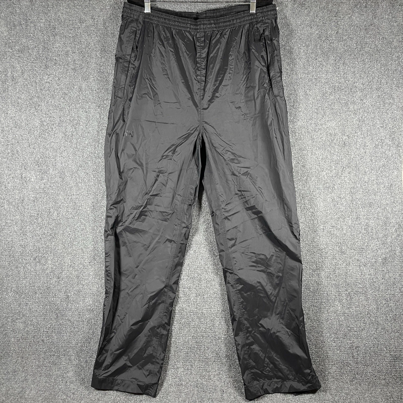 Helly Hansen Black Rain Pants 100% Polyamide Ankle Zip Strap Mens Size 2XL #1646