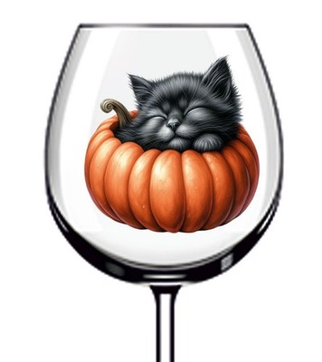 12x Halloween Kürbis Katze Vinyl Aufkleber Abziehbild Becher Weinglas Flasche Tasse Becher