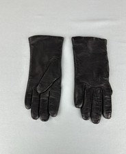Vintage Fownes Womens BLACK Soft Leather Gloves Size 7 Cashmere Lined