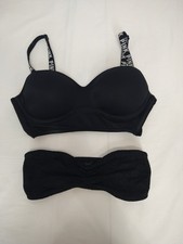 Lot of 2 PINK by Victoria's Secret Size S/P Padded Bra and No Pad Bralette Black