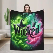 Wicked Anime-Themed Flannel Blanket - Soft All-Season Warm Throw for Living Room